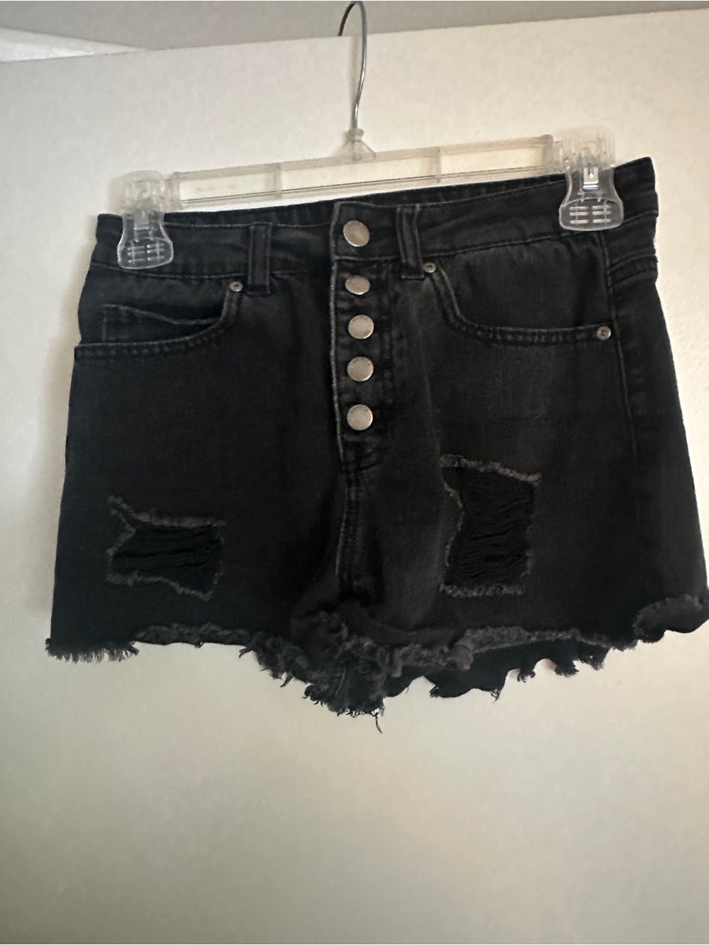 Empyre Black Distressed High-Rise Denim Shorts